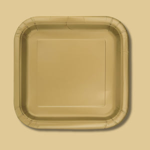 Unique Plates Gold 7In Square 16Pcs