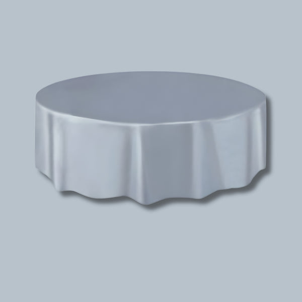 Unique Round Silver Table Cover 84In