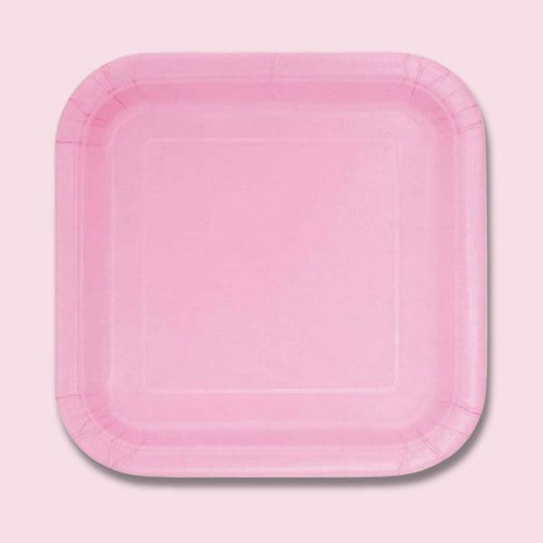 Unique Square 7In Pastel Pink 16 Plates