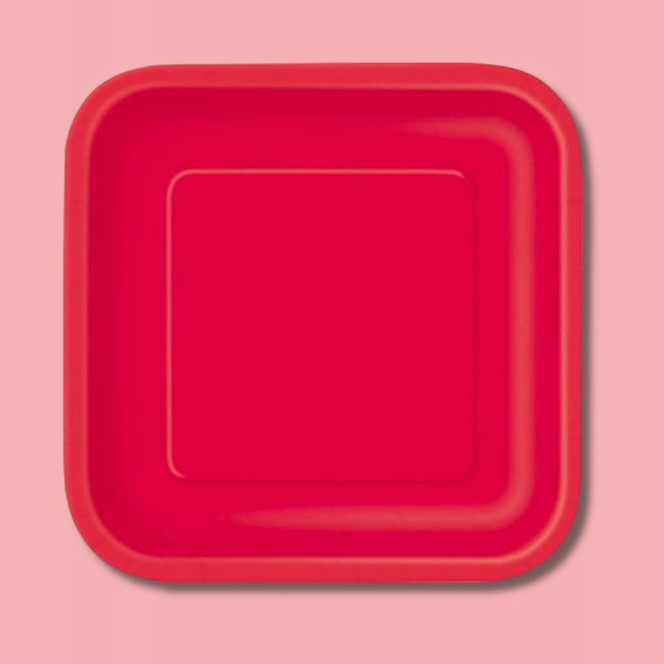 Unique Square 7In Red 16 Plates
