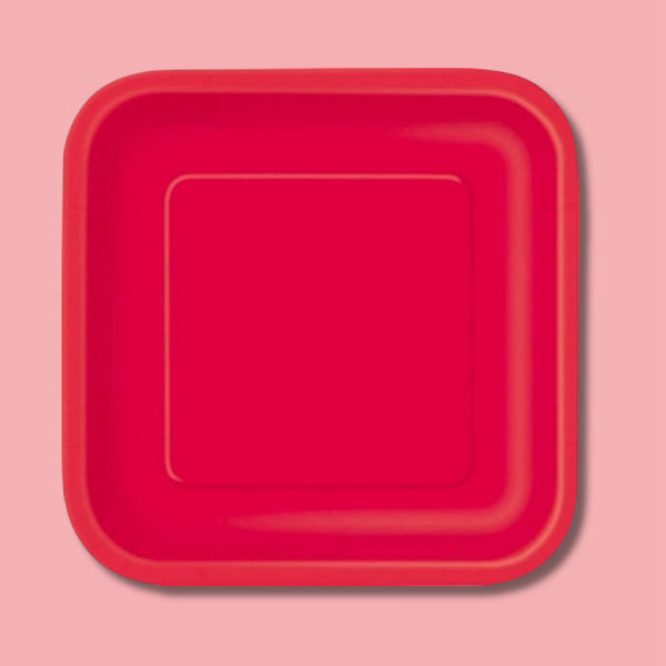 Unique Square 9In Red 14 Plates
