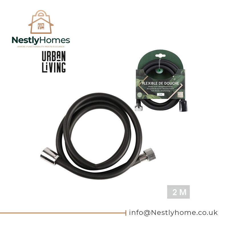 Urban Living Flexible Shower Hose Black 2m