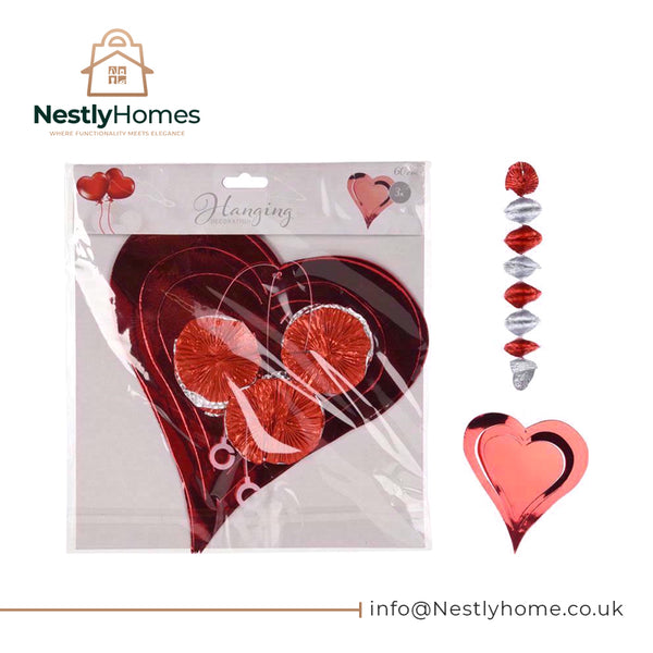 VALENTINES HANGING DECORATION HEART 3 PIECES