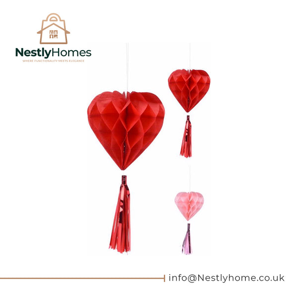 VALENTINES HANGING HEART DECORATION 2 PIECES