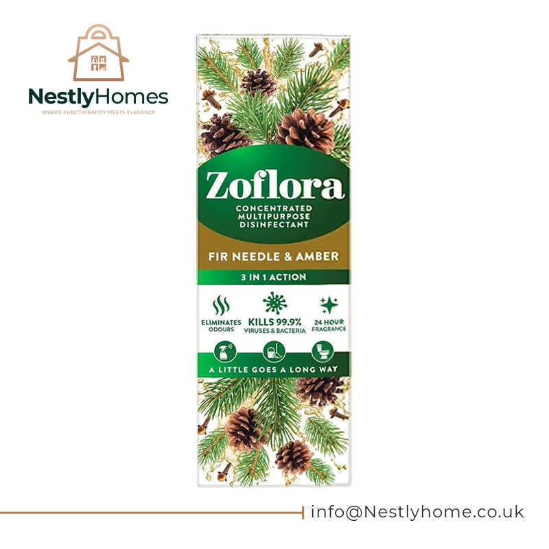 Zoflora Fir Needle & Amber Concentrated Multipurpose Disinfectant Liquid, Antibacterial Multi-surface Cleaner, Pet-Friendly, Kills 99,9% of Bacteria & Viruses, 1 x 250ml