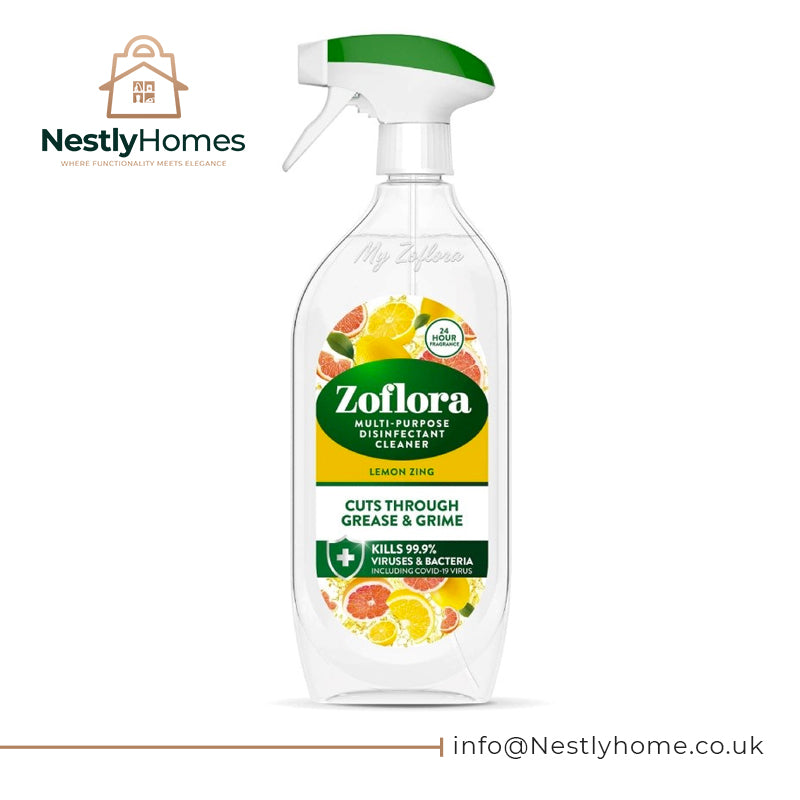 Zoflora Lemon Zing Multipurpose Disinfectant Trigger Spray, 1 x 800ml, Antibacterial Multi-Surface Cleaner, Pet-Friendly, Kills 99.9% of Bacteria & Viruses