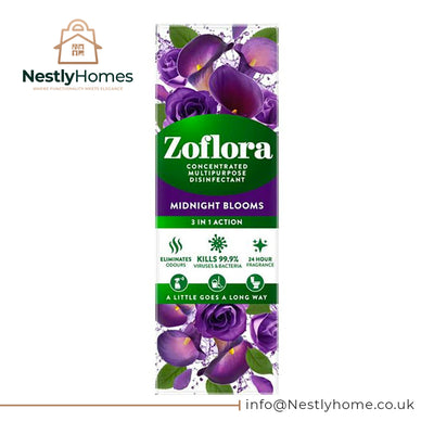 Zoflora Midnight Blooms Concentrated Disinfectant Liquid, Floral Scent, 1 x 250ml,Antibacterial & Multi-Surface Cleaner, Kills 99.9% of Bacteria & Viruses