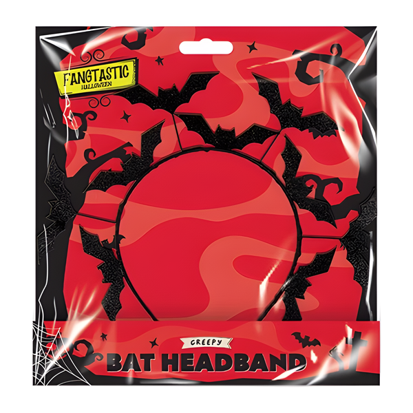 HALLOWEEN BLACK GLITTER BAT HEADBAND