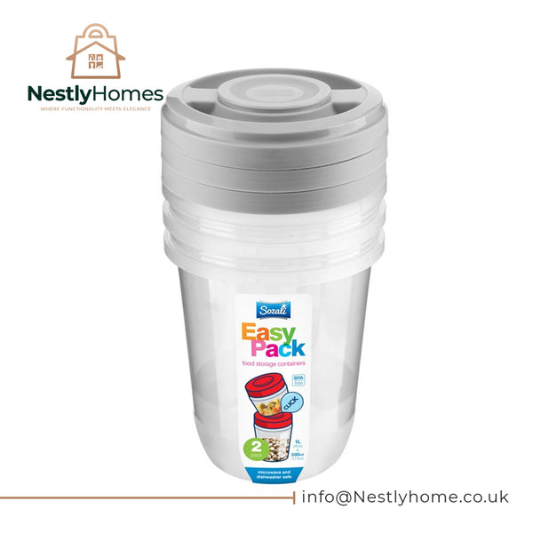 Sozali Round Set Containers Lid 1ltr Assorted