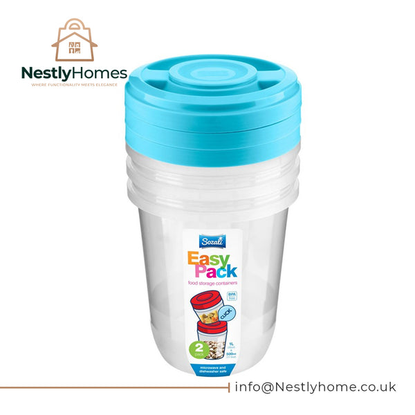 Sozali Round Set Containers Lid 1ltr Assorted