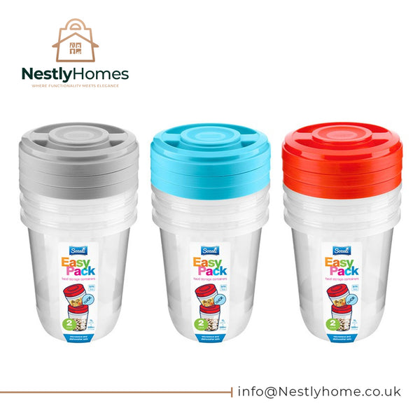Sozali Round Set Containers Lid 1ltr Assorted