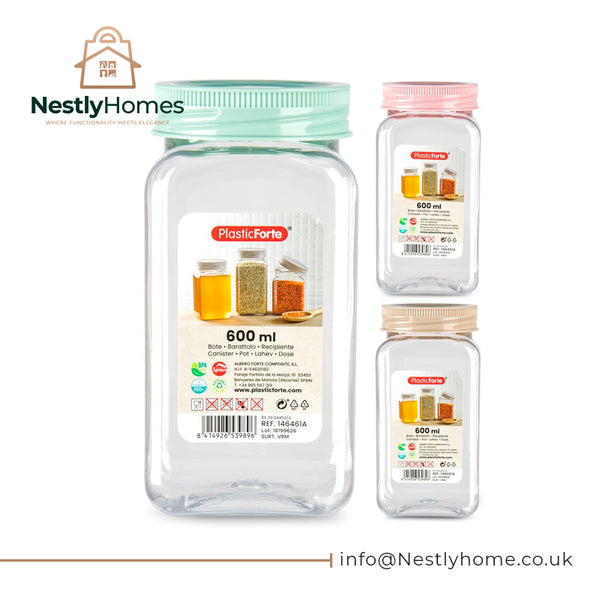 Square Canister Classic 600ml Assorted Vrm
