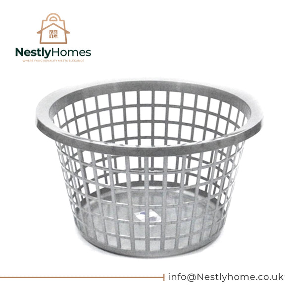TML LAUNDRY BASKET ROUND METTALIC SILVER