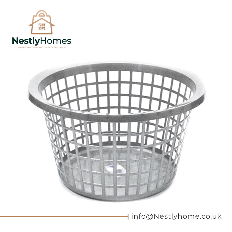 TML LAUNDRY BASKET ROUND METTALIC SILVER